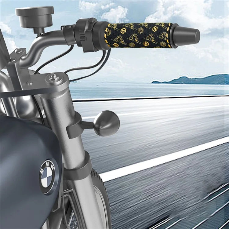 WUPP CSZH-974B2 Pattern Design 12V Motorcycle Heating Pad 5+1 Gear Handlebar Heated Grips with Memory Function, 1.5m ACC Cable