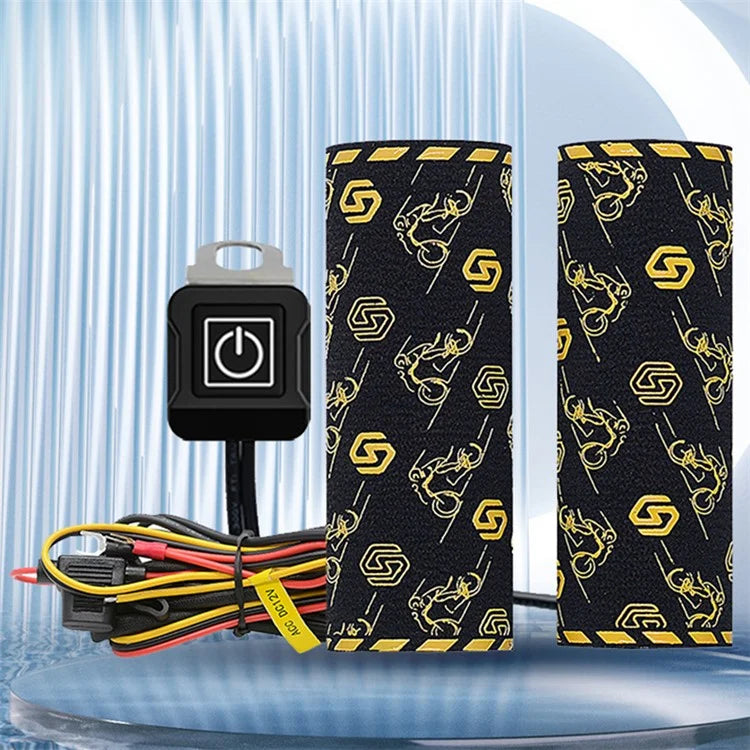 WUPP CSZH-974B2 Pattern Design 12V Motorcycle Heating Pad 5+1 Gear Handlebar Heated Grips with Memory Function, 1.5m ACC Cable
