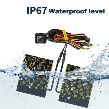 WUPP CSZH-974B2 Pattern Design 12V Motorcycle Heating Pad 5+1 Gear Handlebar Heated Grips with Memory Function, 1.5m ACC Cable