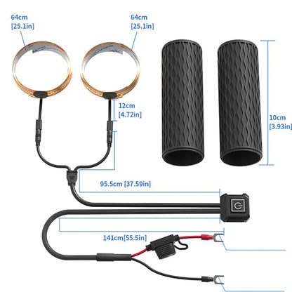 WUPP CS-1819A1 Fast Heating Handlebar Silicone Sleeve Motorcycle Electric Heated Grips, Wrap Version