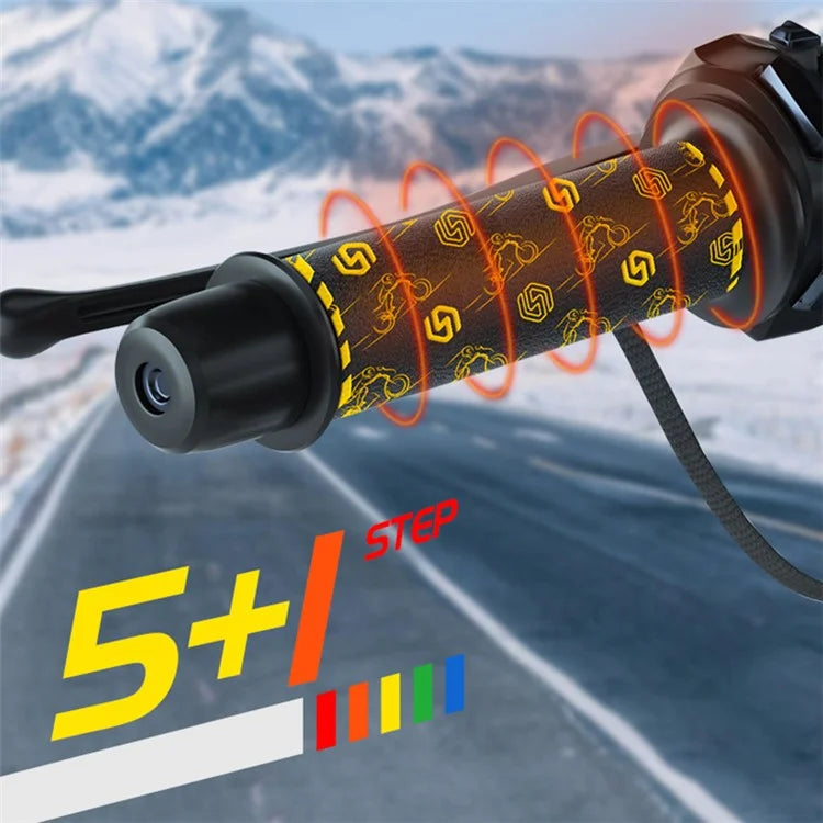 WUPP CSZH-974C1 20-90V 5+1 Gear Motorcycle Handlebar Heating Grips Pattern Design Heated Grip with Memory Function, 80cm ACC Cable