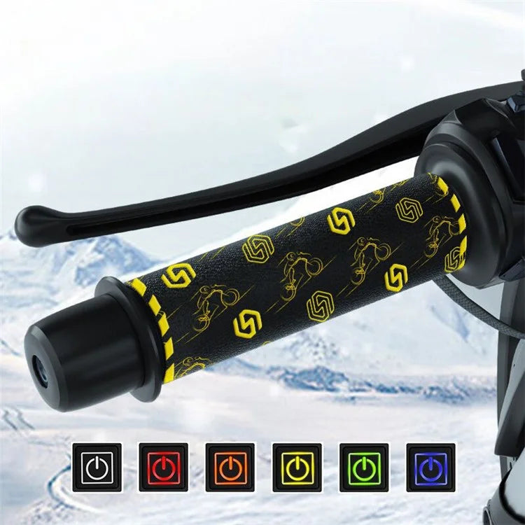 WUPP CSZH-974C1 20-90V 5+1 Gear Motorcycle Handlebar Heating Grips Pattern Design Heated Grip with Memory Function, 80cm ACC Cable
