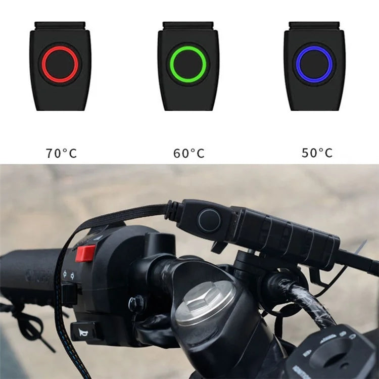 WUPP CSZH-1314B1 5V Strap-Style Motorcycle Heated Grips with Switch, IP67 Waterproof