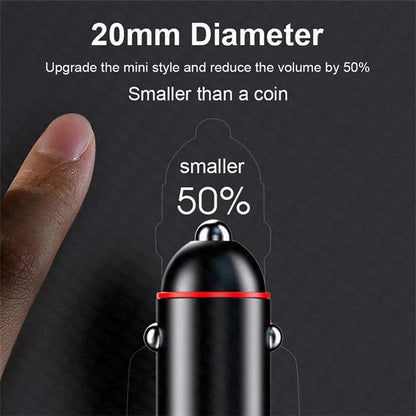 G50S 12-24V Dual USB Ports 200W Car Charger Adapter with Mini Pull Ring