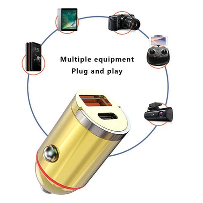 G30J Type-C+USB Dual Port 133W High Power Hidden Pull Ring Car Charger