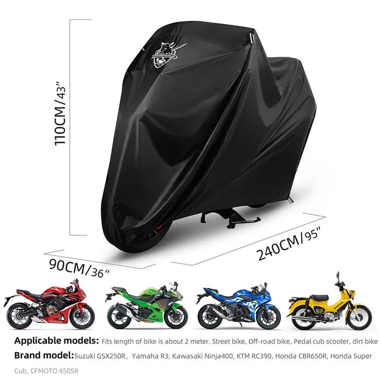 RHINOWALK F1001 L Size Motorcycle Cover Polyester Outdoor Anti-sun Waterproof Motorbike Cover Protector