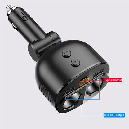 C06Q Type-C+Dual USB Cigarette Lighter PD 18W / QC3.0 Fast Charging Car Charger