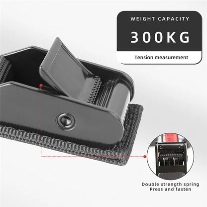 RHINOWALK MTR005BK Motorcycle Rear Rack Luggage Fixing Band Pannier Bag Fasten Strap with Metal Buckle