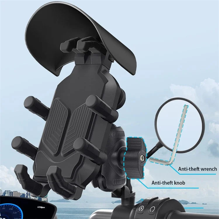 WUPP CS-1988A2 Rearview Mirror Phone Mount Adjustable Motorcycle Bike CNC Ball Head Aluminum Alloy Phone Holder