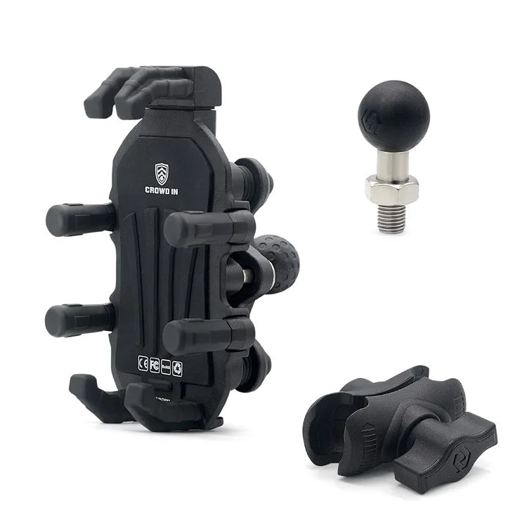 WUPP ZH-1990A2 Motorbike Phone Holder Anti-Shock Aluminium Alloy Phone Mount with M10 Ball