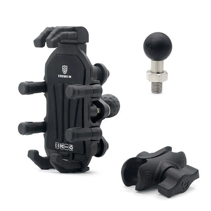 WUPP ZH-1990A2 Motorbike Phone Holder Anti-Shock Aluminium Alloy Phone Mount with M10 Ball