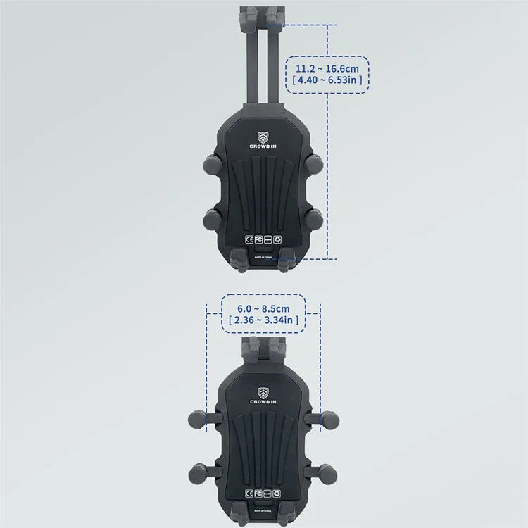 WUPP ZH-1990A2 Motorbike Phone Holder Anti-Shock Aluminium Alloy Phone Mount with M10 Ball