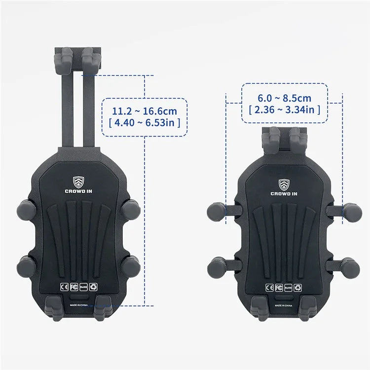 WUPP ZH-1990A2 Motorbike Phone Holder Anti-Shock Aluminium Alloy Phone Mount with M10 Ball