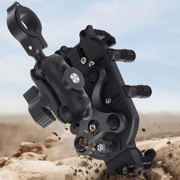 WUPP CS-1988A1 Motorbike Handlebar Phone Holder CNC Anti-Shock Braceket for 4.7-7.2 inch Phones