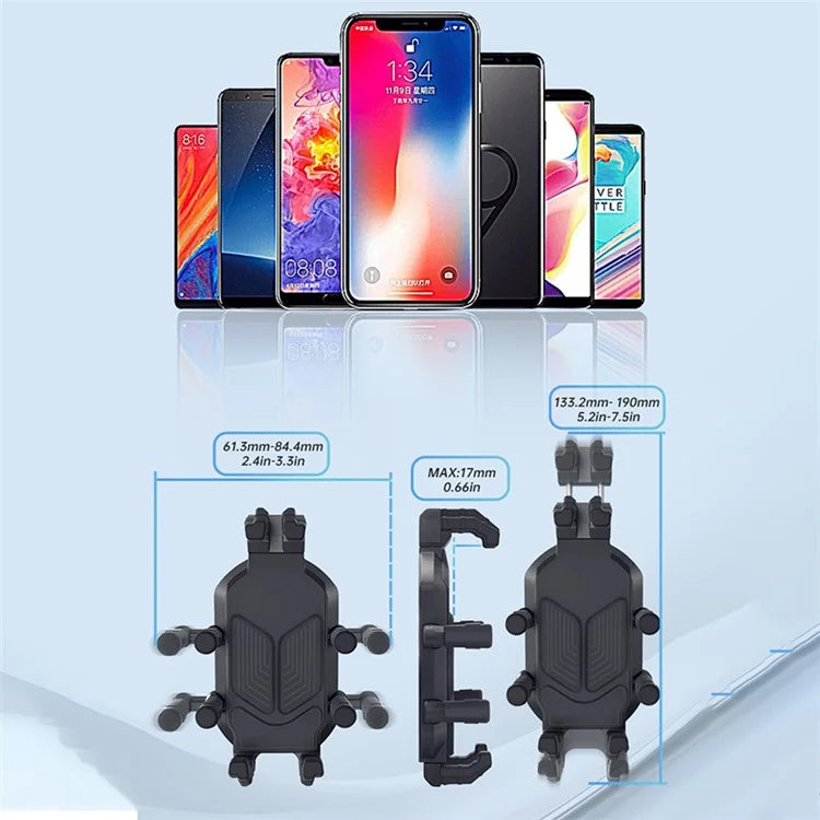 WUPP CS-1988A1 Motorbike Handlebar Phone Holder CNC Anti-Shock Braceket for 4.7-7.2 inch Phones