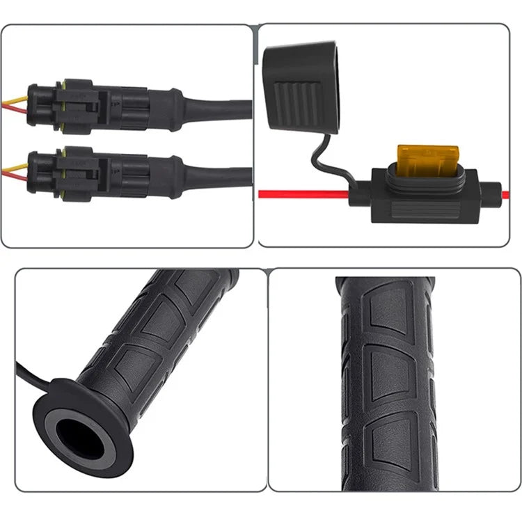 WUPP CSZH-1838B1 1 Pair 12V Heated Handle Grips Motorbike Scooter Hot Grips with 1.5m ACC Cable