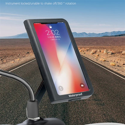 WUPP CS-1937A1 Motorcycle Rearview Mirror Phone Holder Waterproof Phone Mount Case for Electric Bikes