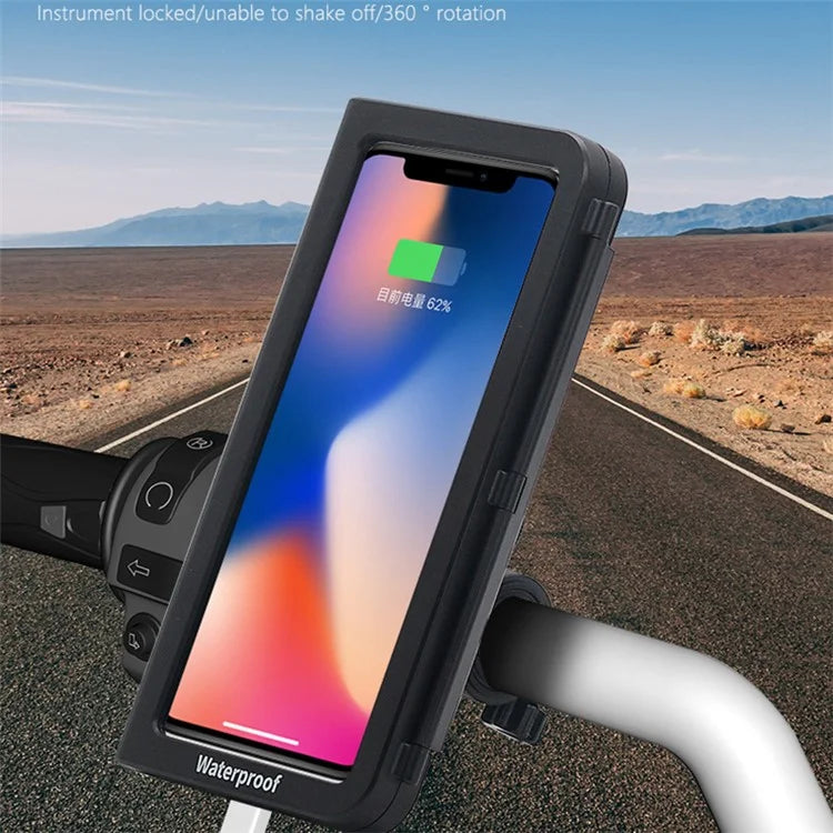 WUPP CS-1937B1 Motorbike Handlebar Phone Holder Sensitive Touch IP67 Waterproof Phone Case