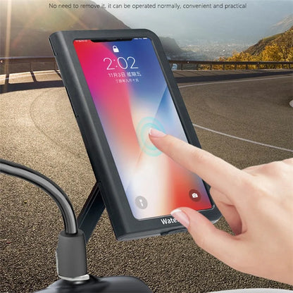 WUPP CS-1937A1 Motorbike Waterproof Phone Holder Rearview Mirror Mount Phone Case