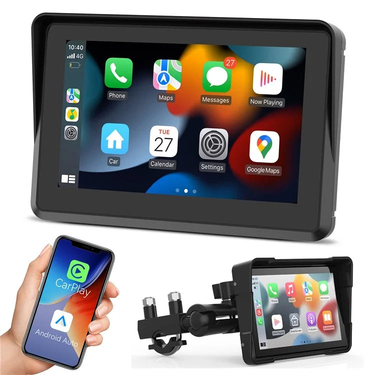 W512A 5 inch IPS Touch Screen Motorcycle Portable Car Stereo Screen with Wireless Carplay Android Auto
