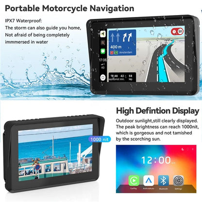 W512A 5 inch IPS Touch Screen Motorcycle Portable Car Stereo Screen with Wireless Carplay Android Auto