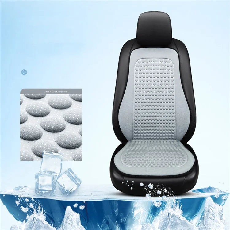 Summer Cooling Mat 3D Massage Breathable Ice Silk Universal Car Front Seat Cover + Backrest Pad