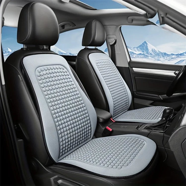 Summer Cooling Mat 3D Massage Breathable Ice Silk Universal Car Front Seat Cover + Backrest Pad