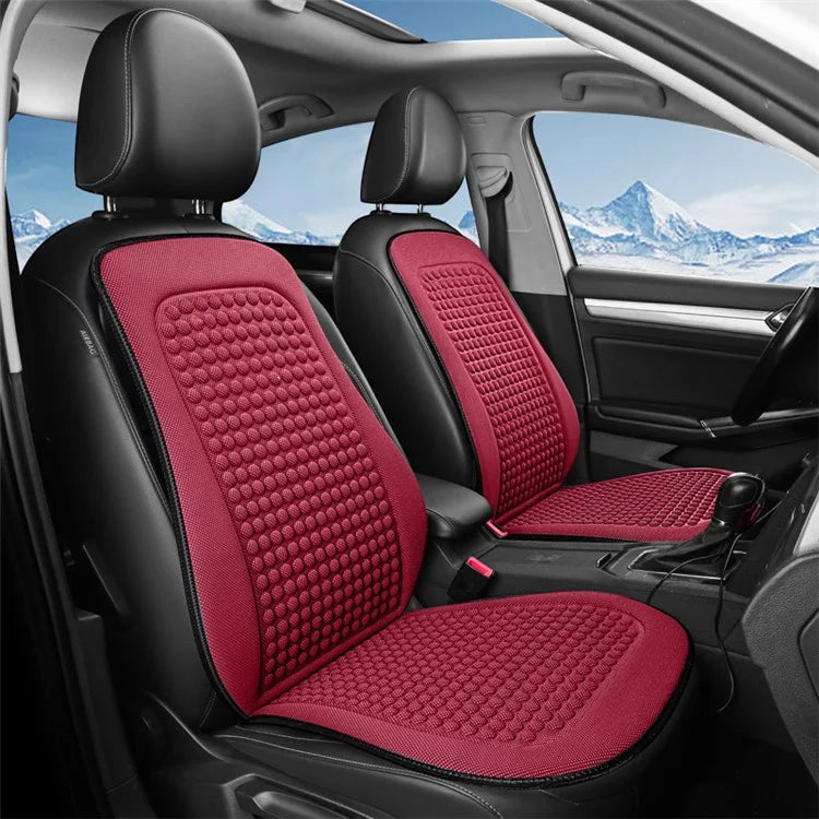 Summer Cooling Mat 3D Massage Breathable Ice Silk Universal Car Front Seat Cover + Backrest Pad