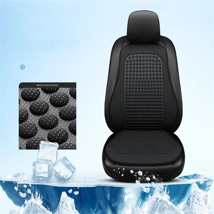 Summer Cooling Mat 3D Massage Breathable Ice Silk Universal Car Front Seat Cover + Backrest Pad