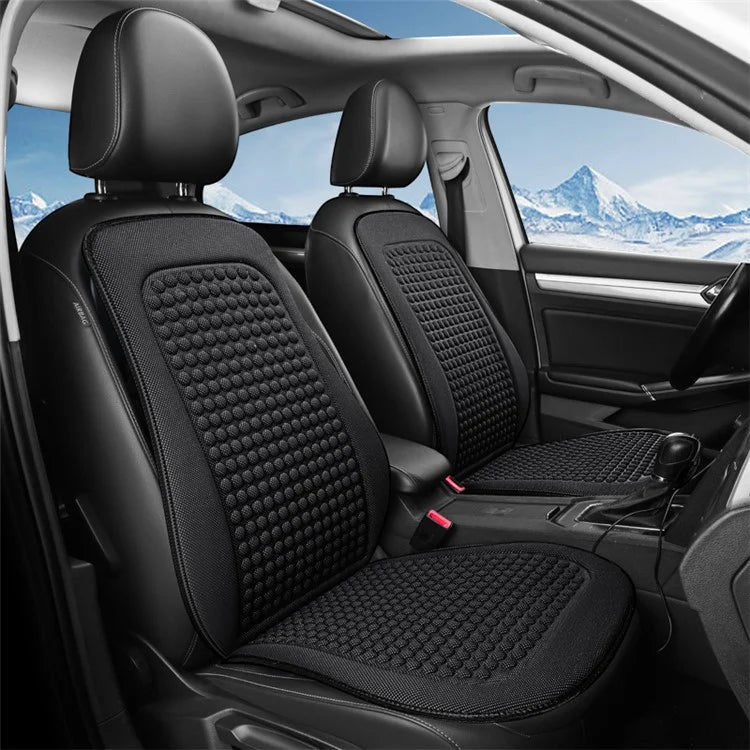 Summer Cooling Mat 3D Massage Breathable Ice Silk Universal Car Front Seat Cover + Backrest Pad