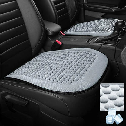 Summer Cooling Mat 3D Massage Breathable Ice Silk Universal Car Front Seat Cover + Backrest Pad