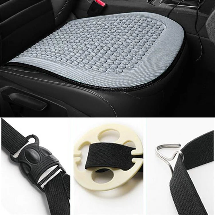 Summer Cooling Mat 3D Massage Breathable Ice Silk Universal Car Front Seat Cover + Backrest Pad