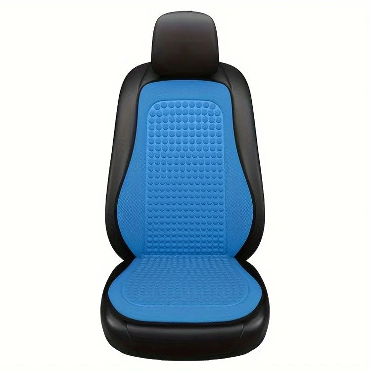 Summer Cooling Mat 3D Massage Breathable Ice Silk Universal Car Front Seat Cover + Backrest Pad