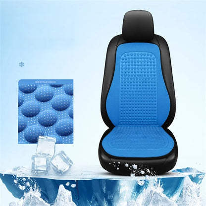 Summer Cooling Mat 3D Massage Breathable Ice Silk Universal Car Front Seat Cover + Backrest Pad