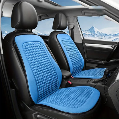 Summer Cooling Mat 3D Massage Breathable Ice Silk Universal Car Front Seat Cover + Backrest Pad