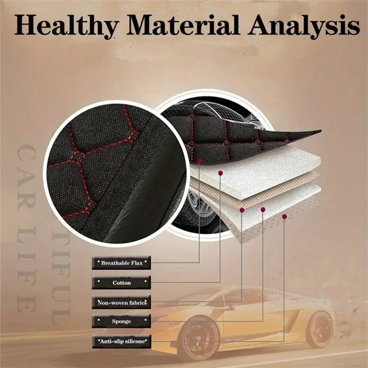 Anti-Slip Rhombus Embroidered Leather Car Front Seat Cushion + Backrest Pad Set