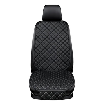 Anti-Slip Rhombus Embroidered Leather Car Front Seat Cushion + Backrest Pad Set