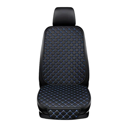 Anti-Slip Rhombus Embroidered Leather Car Front Seat Cushion + Backrest Pad Set