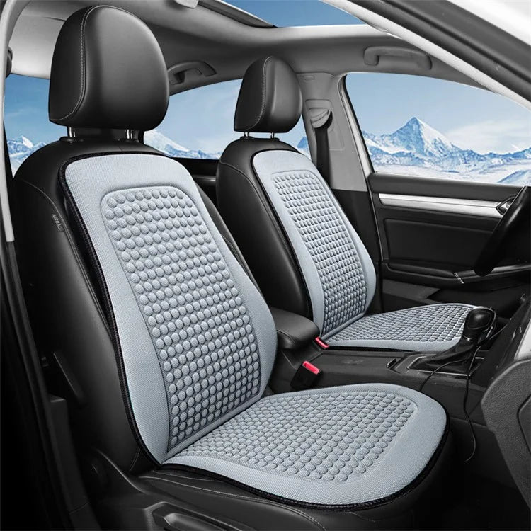2 Sets Car Front Seat Cover + Backrest Pad Cool Breathable Fatigue Relief Vehicle Seat Pad