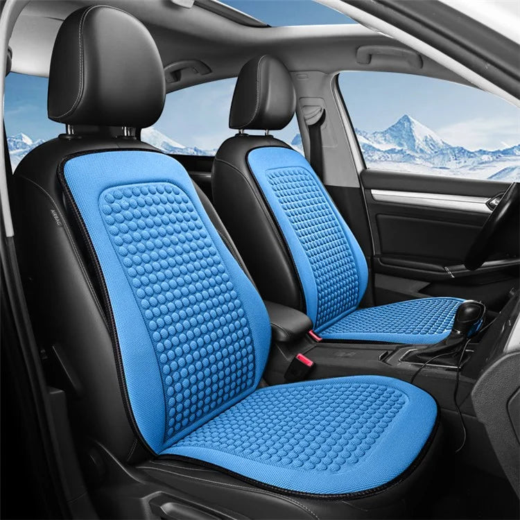 2 Sets Car Front Seat Cover + Backrest Pad Cool Breathable Fatigue Relief Vehicle Seat Pad