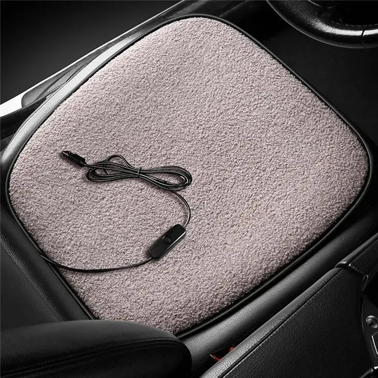 5V Car Heating Cushion Lamb Fleece Winter Warm Universal Car Interior Seat Cover Pad