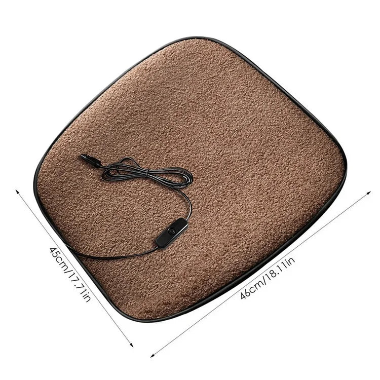 5V Car Heating Cushion Lamb Fleece Winter Warm Universal Car Interior Seat Cover Pad