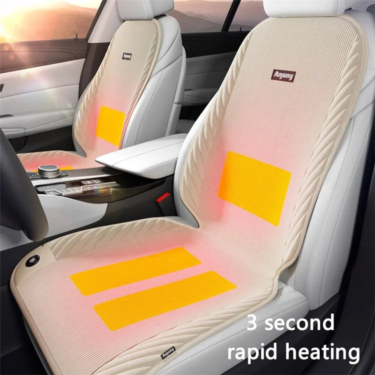 ANJUNY Winter Car Electric Heated Seat Cushion with Backrest Plush Chair Heating Pad