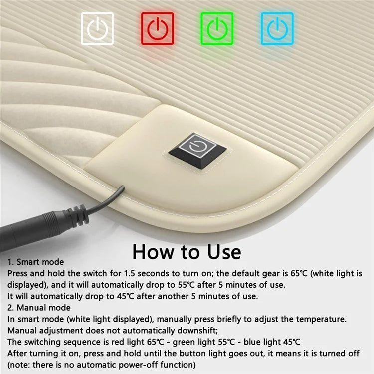 ANJUNY Winter Car Electric Heated Seat Cushion with Backrest Plush Chair Heating Pad