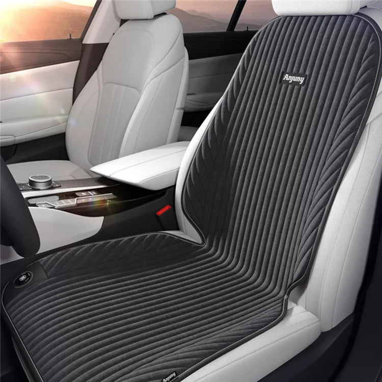 ANJUNY 12 / 24V Car Electric Heated Seat Cushion Warm Plush Seat Heating Pad with Backrest