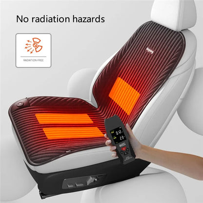 ANJUNY 12 / 24V Car Electric Heated Seat Cushion Warm Plush Seat Heating Pad with Backrest