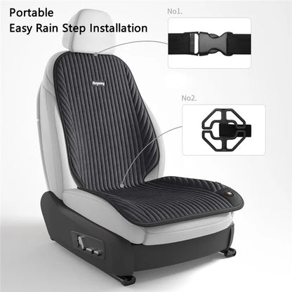 ANJUNY 12 / 24V Car Electric Heated Seat Cushion Warm Plush Seat Heating Pad with Backrest