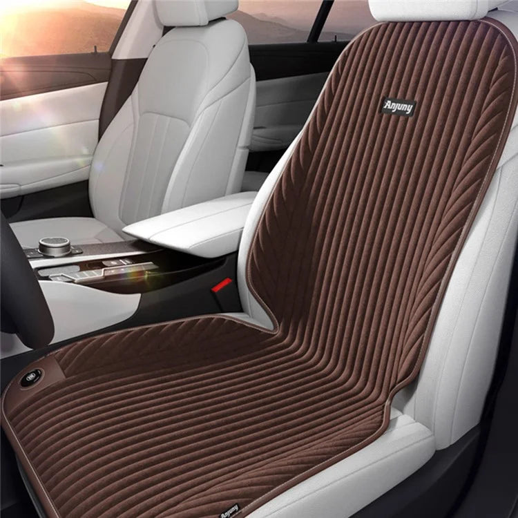 ANJUNY 12 / 24V Car Electric Heated Seat Cushion Warm Plush Seat Heating Pad with Backrest