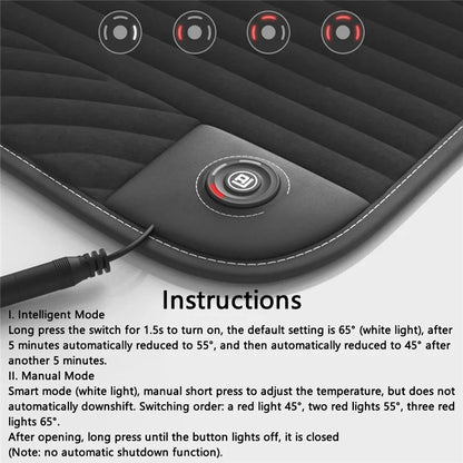 ANJUNY 12 / 24V Car Electric Heated Seat Cushion Warm Plush Seat Heating Pad with Backrest