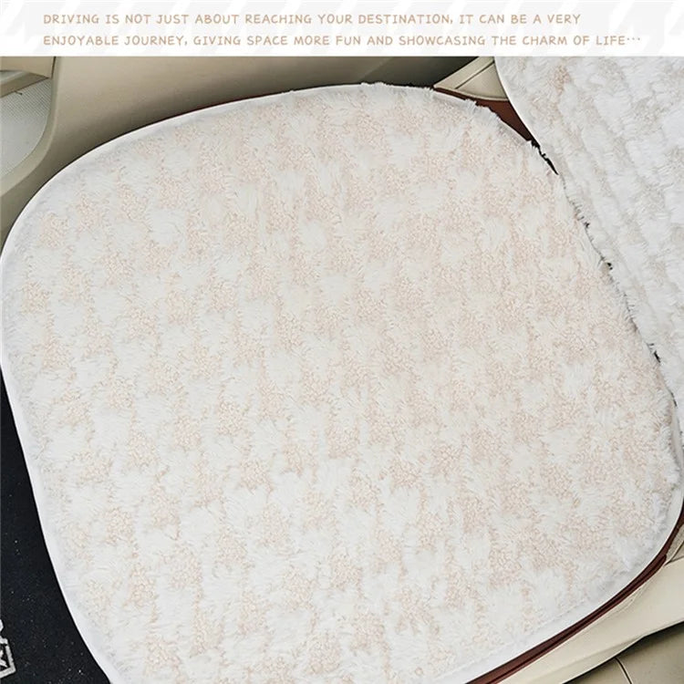 2Pcs Soft Plush Car Front Seat Mat + 2pcs Non-slip Backrest Cushion Cover